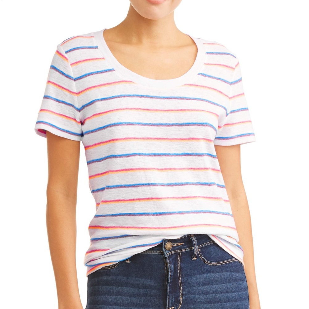 Colorful Short Sleeve Striped Tee